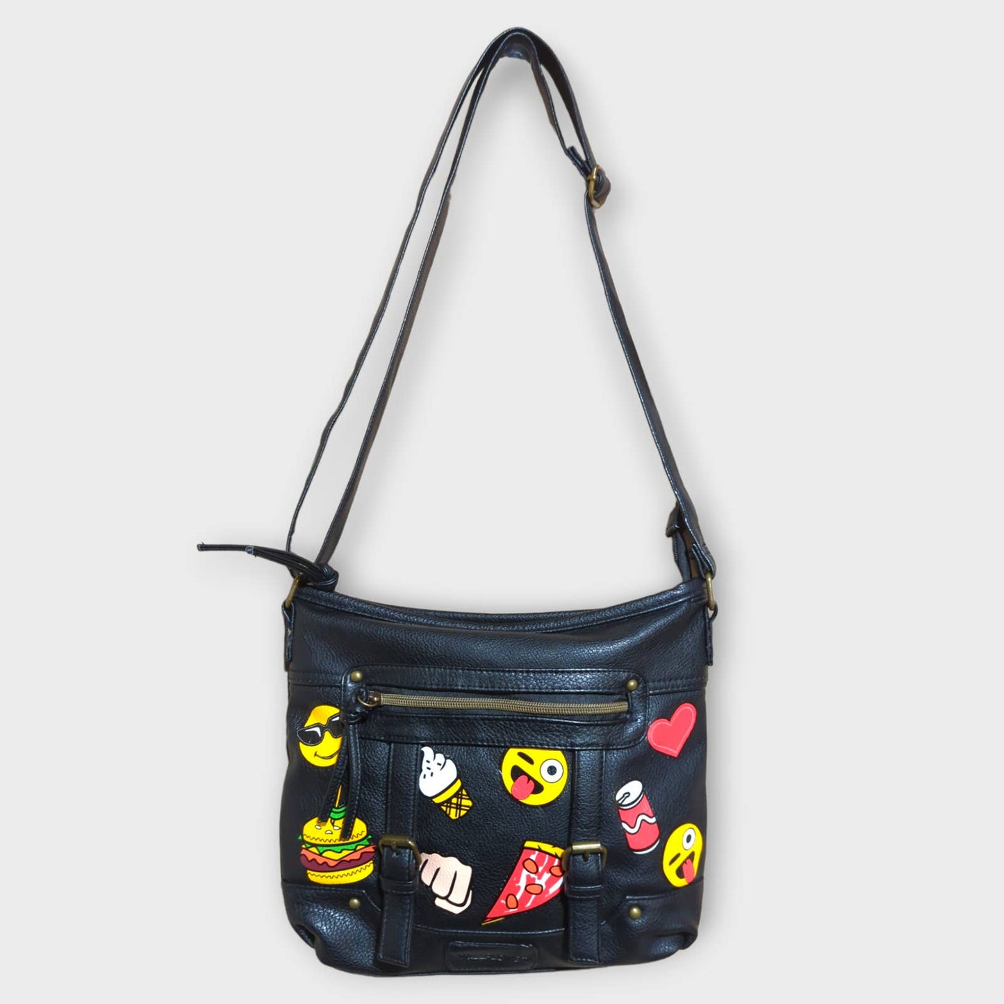 WALLFLOWER Black Emoji Adjustable Crossbody Purse Handbag NWOT