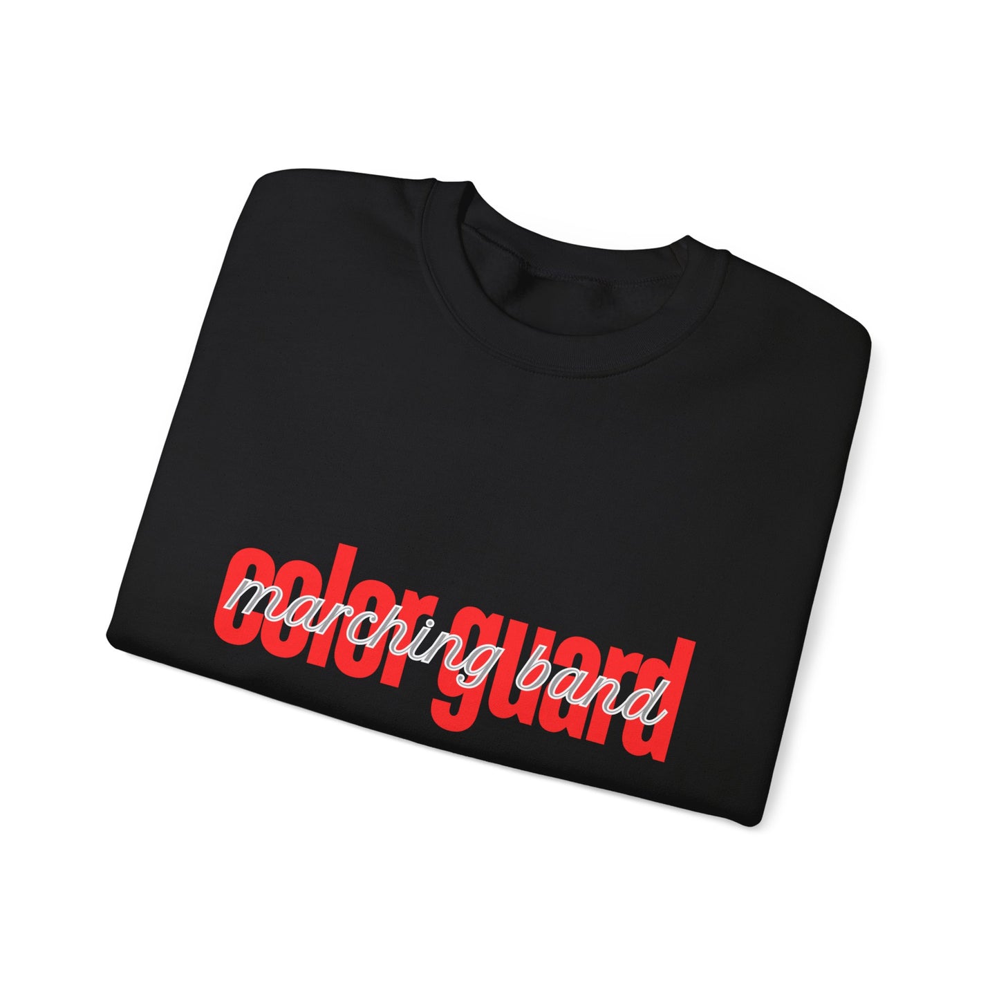Marching Band Color Guard Red Lowercase Font Unisex Crewneck Sweatshirt Flag Saber Rifle