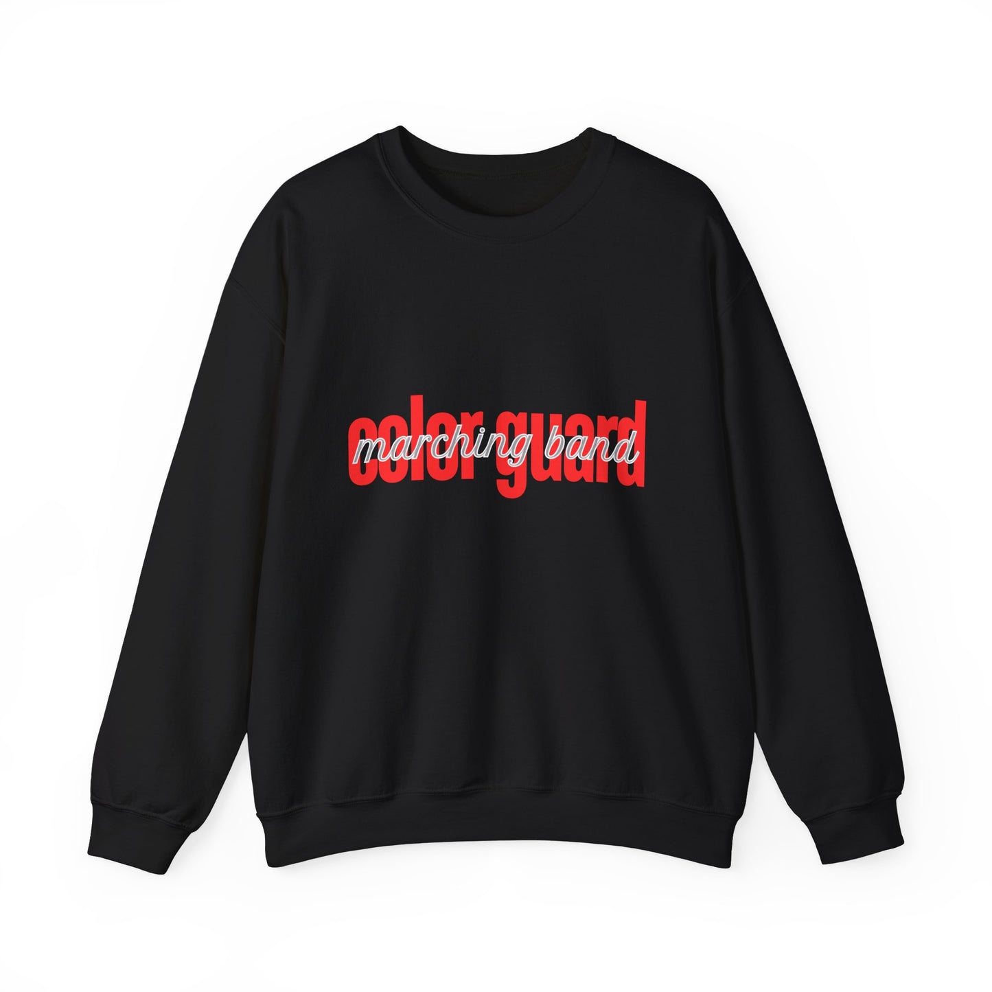 Marching Band Color Guard Red Lowercase Font Unisex Crewneck Sweatshirt Flag Saber Rifle