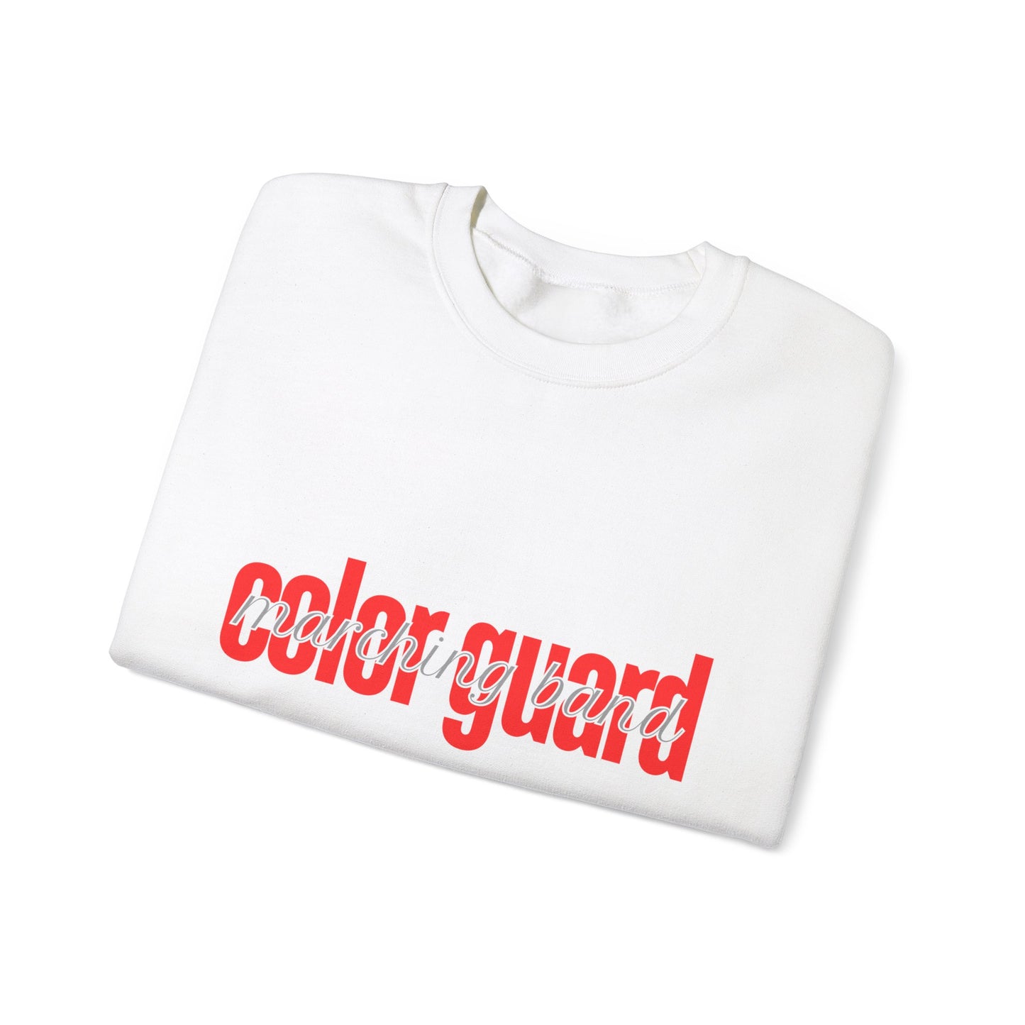 Marching Band Color Guard Red Lowercase Font Unisex Crewneck Sweatshirt Flag Saber Rifle