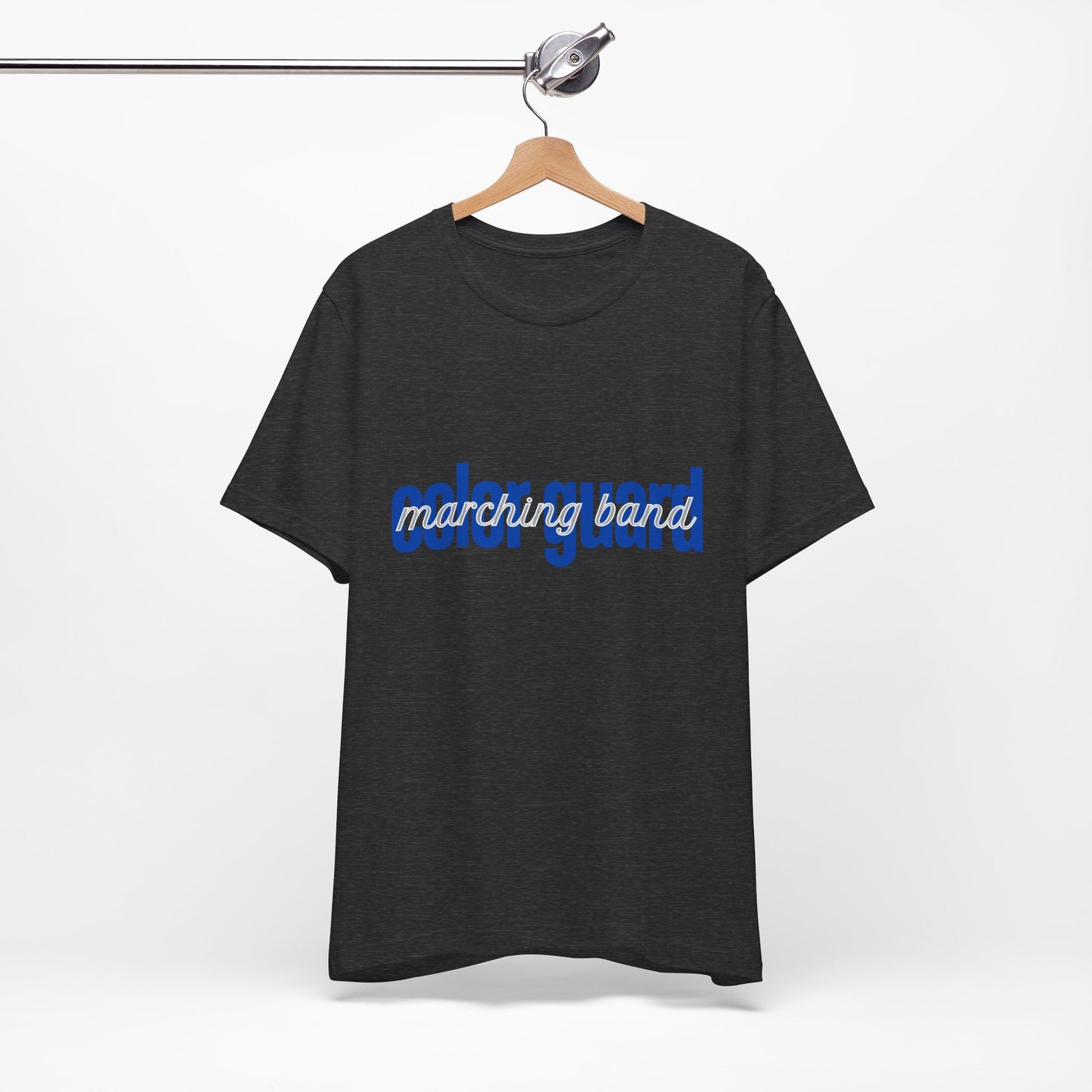 Marching Band Color Guard Blue Short Letters Flag Saber Unisex Jersey Short Sleeve Tee