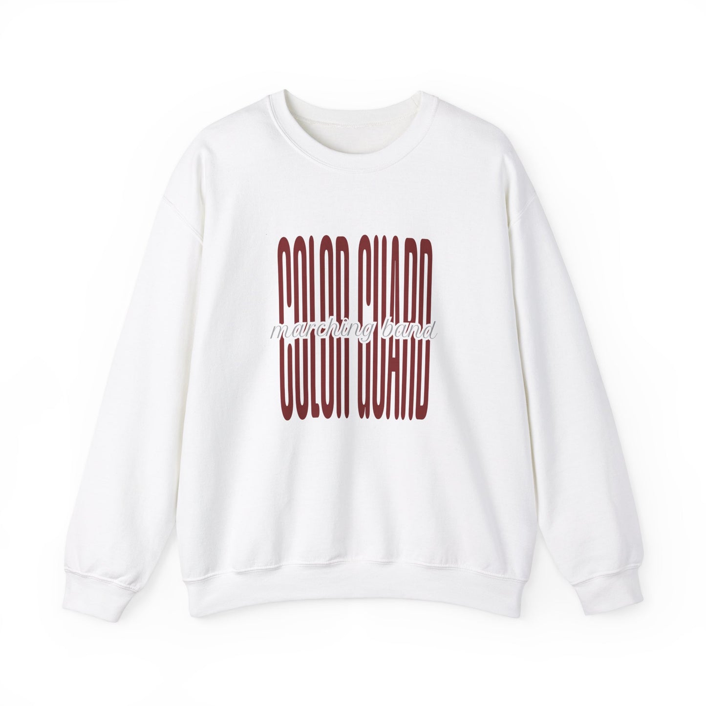 Marching Band Color Guard Unisex Heavy Blend™ Crewneck Sweatshirt in White and Sport Gray