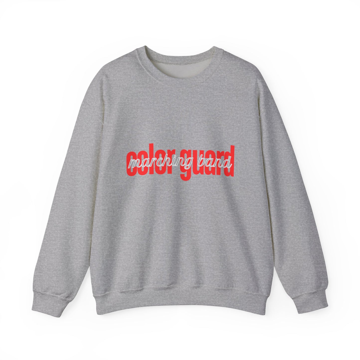 Marching Band Color Guard Red Lowercase Font Unisex Crewneck Sweatshirt Flag Saber Rifle
