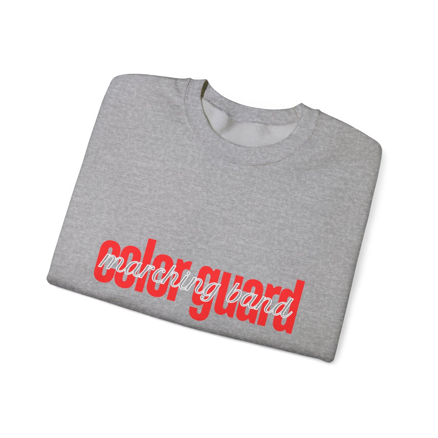 Marching Band Color Guard Red Lowercase Font Unisex Crewneck Sweatshirt Flag Saber Rifle