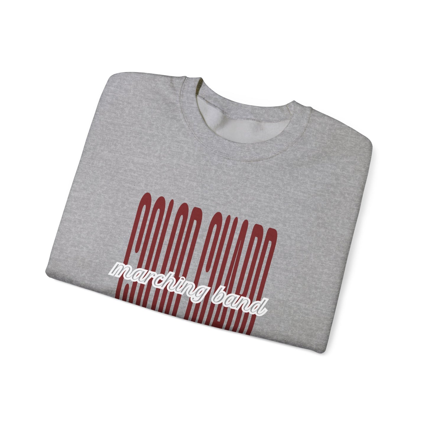 Marching Band Color Guard Unisex Heavy Blend™ Crewneck Sweatshirt in White and Sport Gray