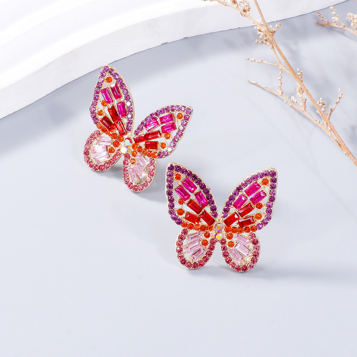 Large Sparkle Rhinestone Butterfly Post Earrings Spring Great GIft!