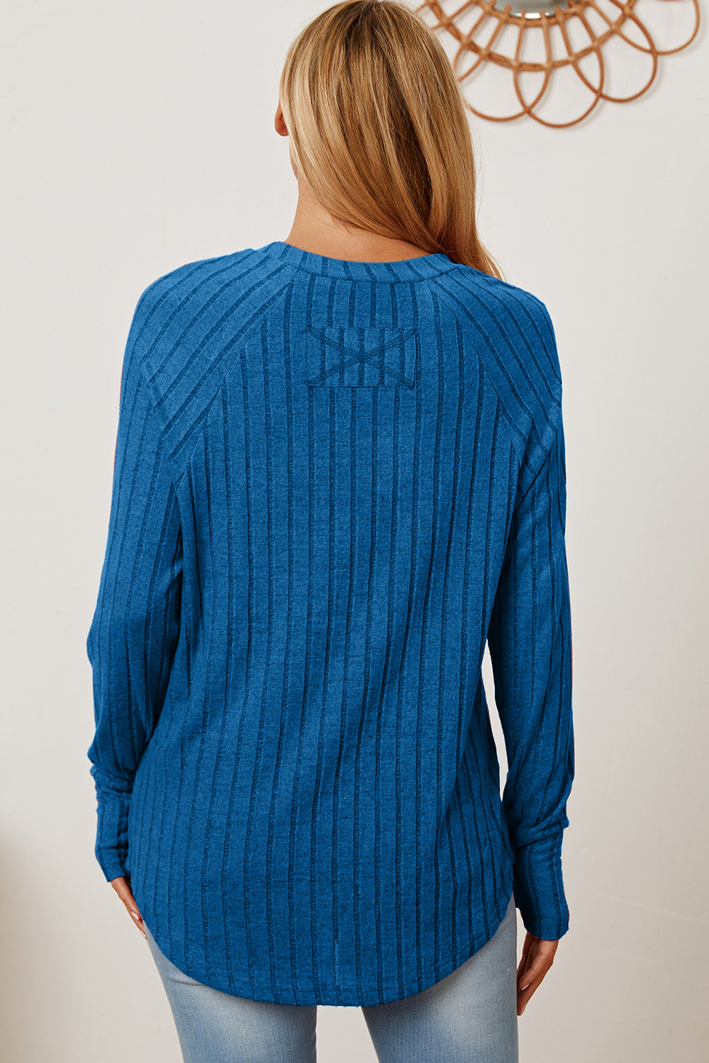 Basic Bae Full Size Ribbed Thumbhole Sleeve Shirt