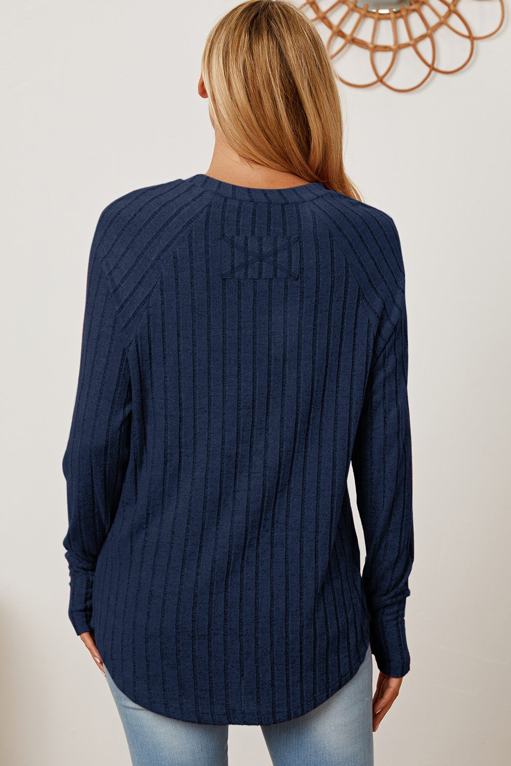 Basic Bae Full Size Ribbed Thumbhole Sleeve Shirt