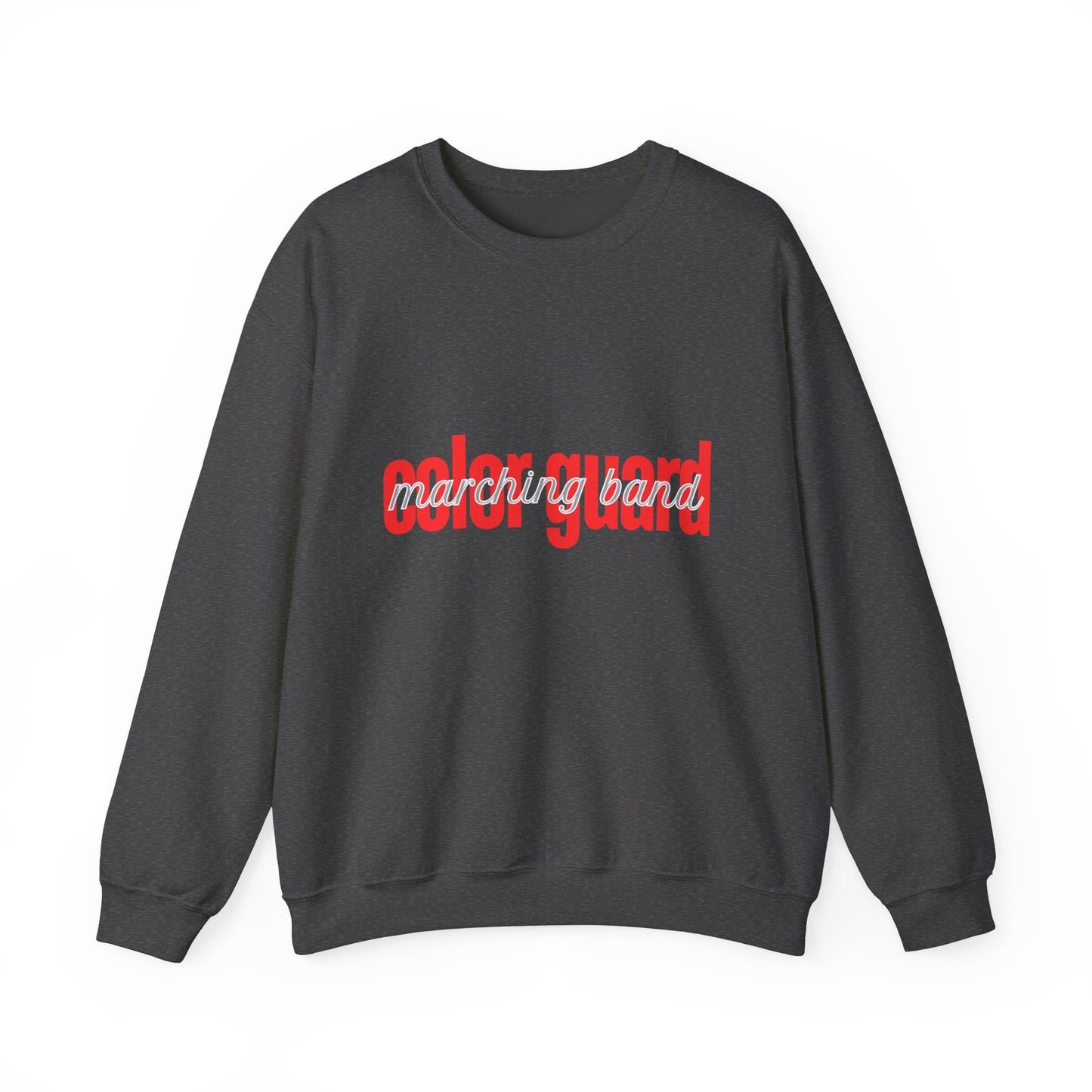 Marching Band Color Guard Red Lowercase Font Unisex Crewneck Sweatshirt Flag Saber Rifle