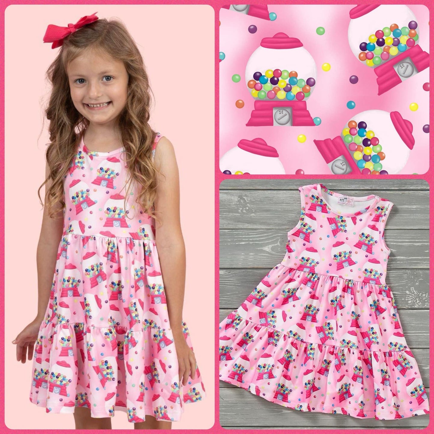 PETE + LUCY Bubblegum Bliss Pink Sleeveless Girls Boutique Dress