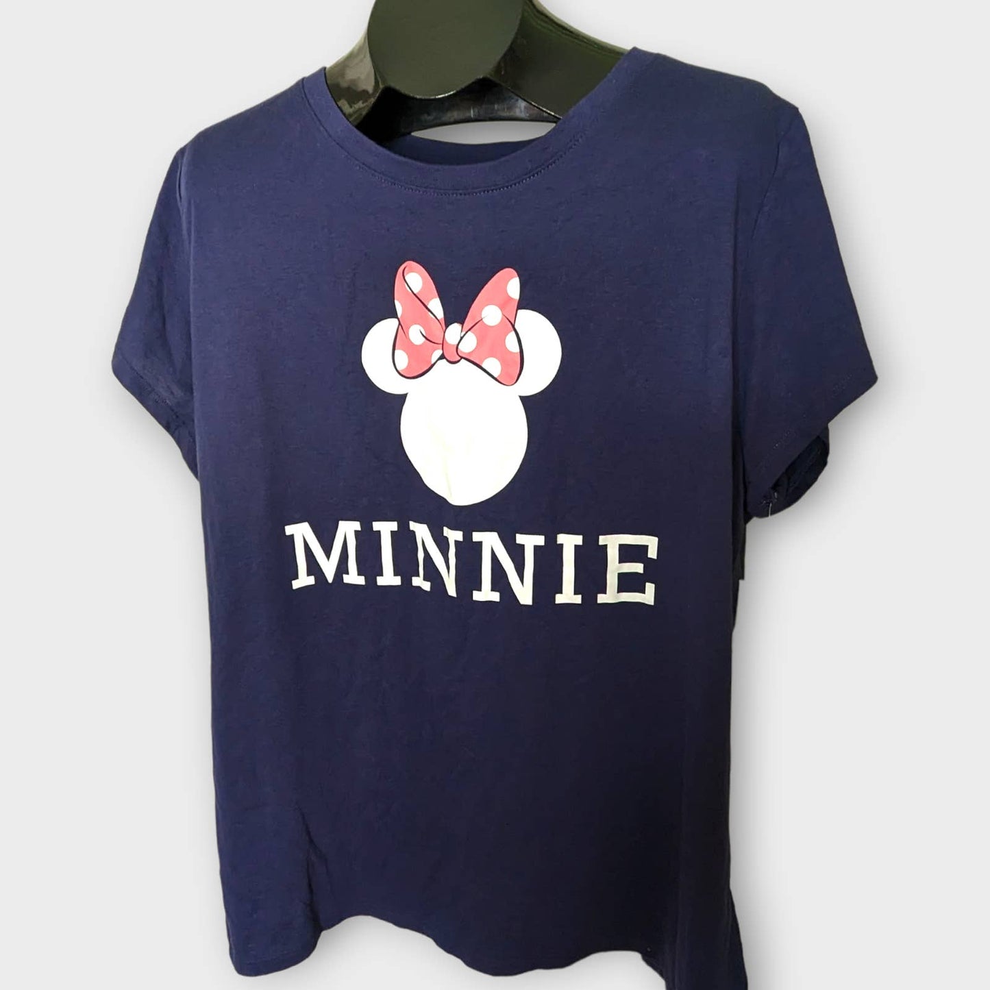 DISNEY Family Fun Navy Blue Minnie Mouse Pink Bow Tee 2X NEW