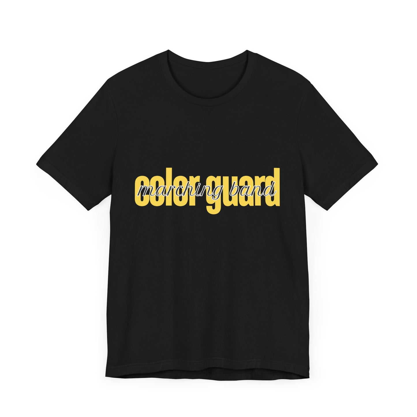 Marching Band Color Guard Yellow Short Letters Flag Saber Unisex Jersey Short Sleeve Tee