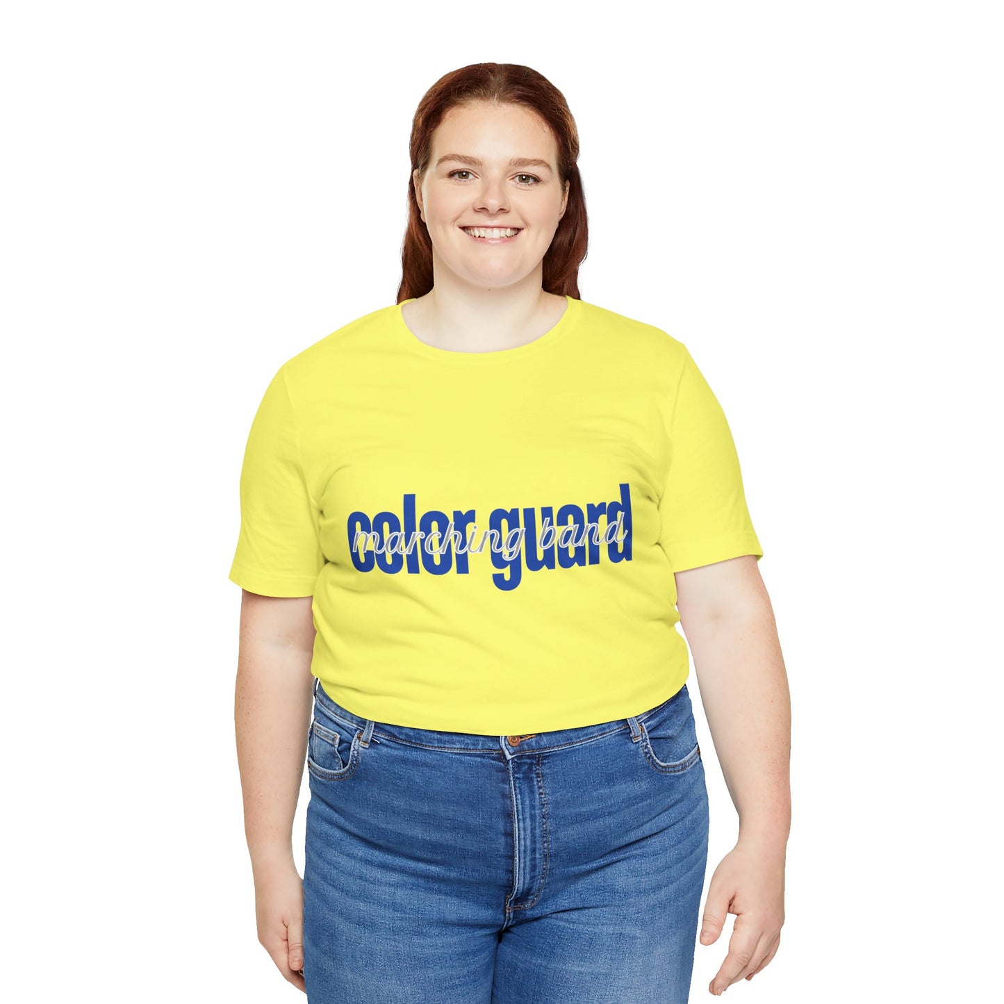 Marching Band Color Guard Blue Short Letters Flag Saber Unisex Jersey Short Sleeve Tee