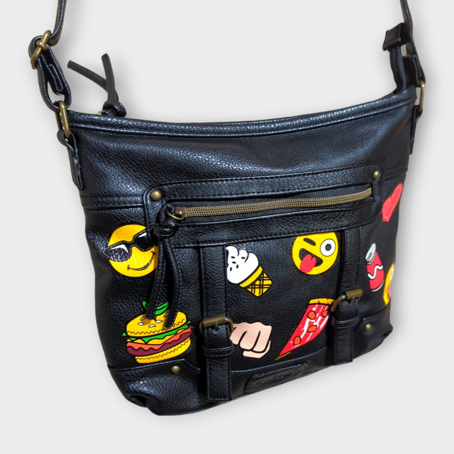 WALLFLOWER Black Emoji Adjustable Crossbody Purse Handbag NWOT
