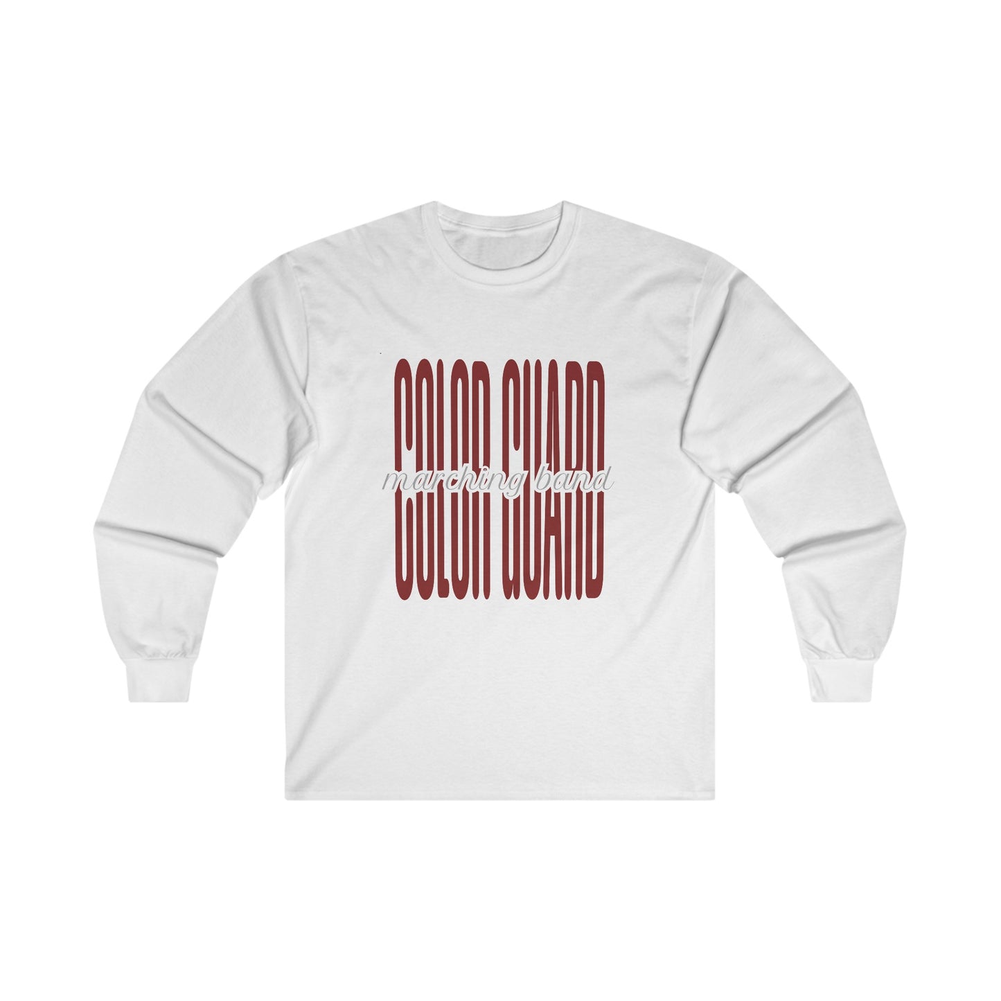 Marching Band Color Guard Unisex Ultra Cotton Long Sleeve Tee White or Ash