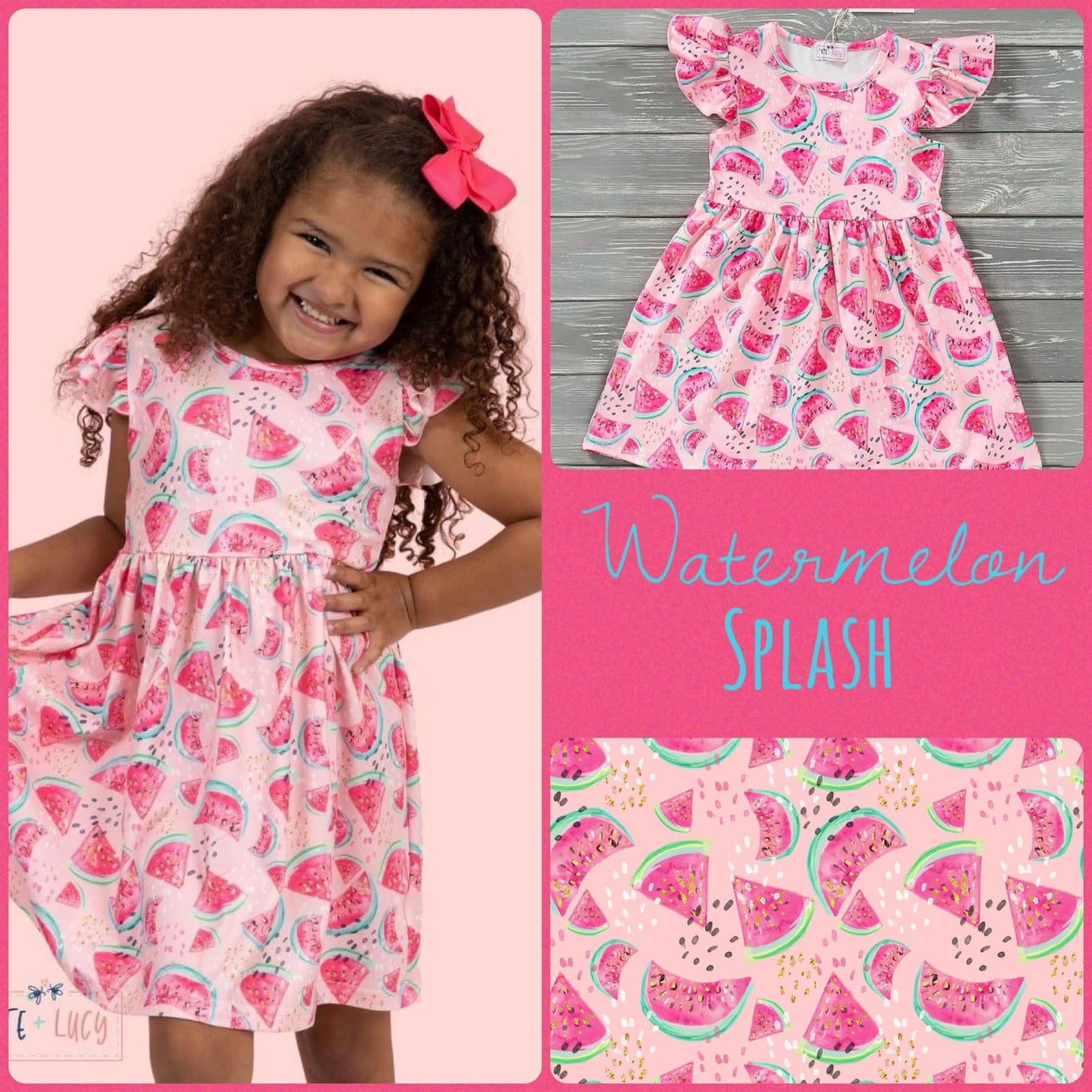 PETE + LUCY Watermelon Splash Pink Ruffle Girls Boutique Dress NEW