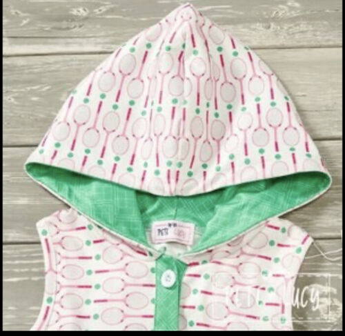 PETE + LUCY Terrific Tennis Green Red Infant Romper 6-9 months