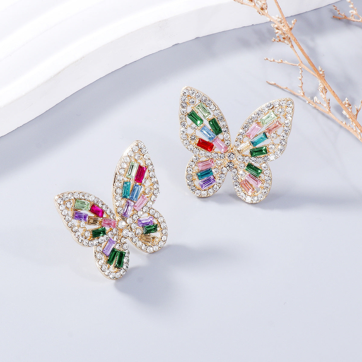 Large Sparkle Rhinestone Butterfly Post Earrings Spring Great GIft!