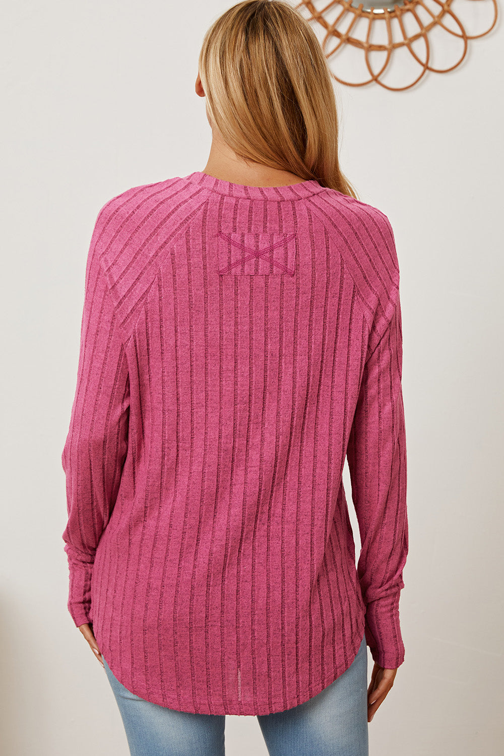 Basic Bae Full Size Ribbed Thumbhole Sleeve Shirt