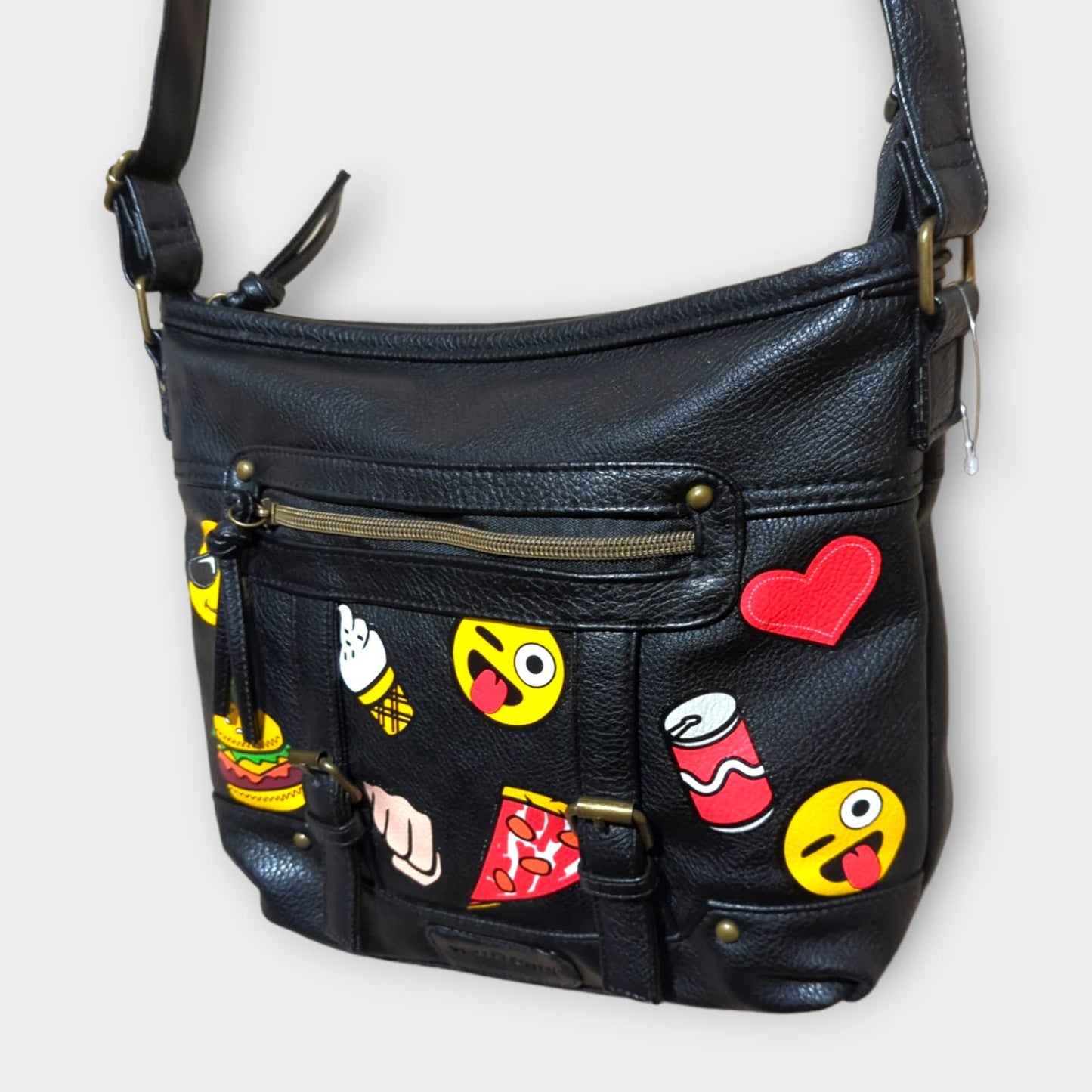 WALLFLOWER Black Emoji Adjustable Crossbody Purse Handbag NWOT