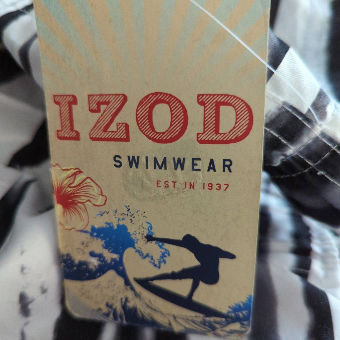 IZOD White Black Striped Men's Swim Trunks XXL NEW Summer Vacation