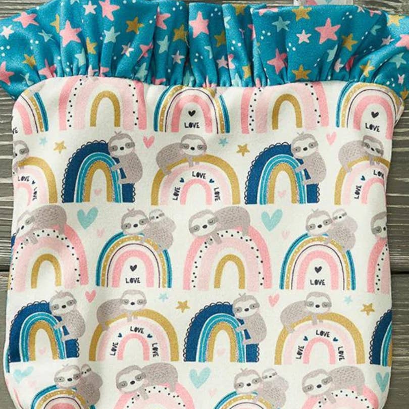 PETE + LUCY Rainbow Sloth Little Girl Ruffle Bucket Purse Stars Love