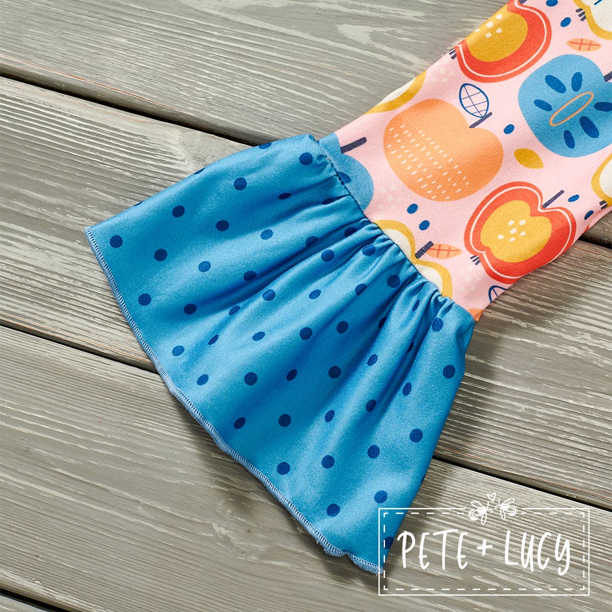 PETE + LUCY Folkloric Fruit Long Sleeve Ruffle Dress 3T