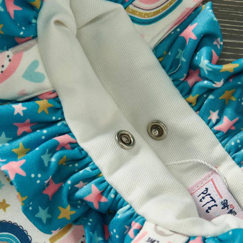 PETE + LUCY Rainbow Sloth Little Girl Ruffle Bucket Purse Stars Love