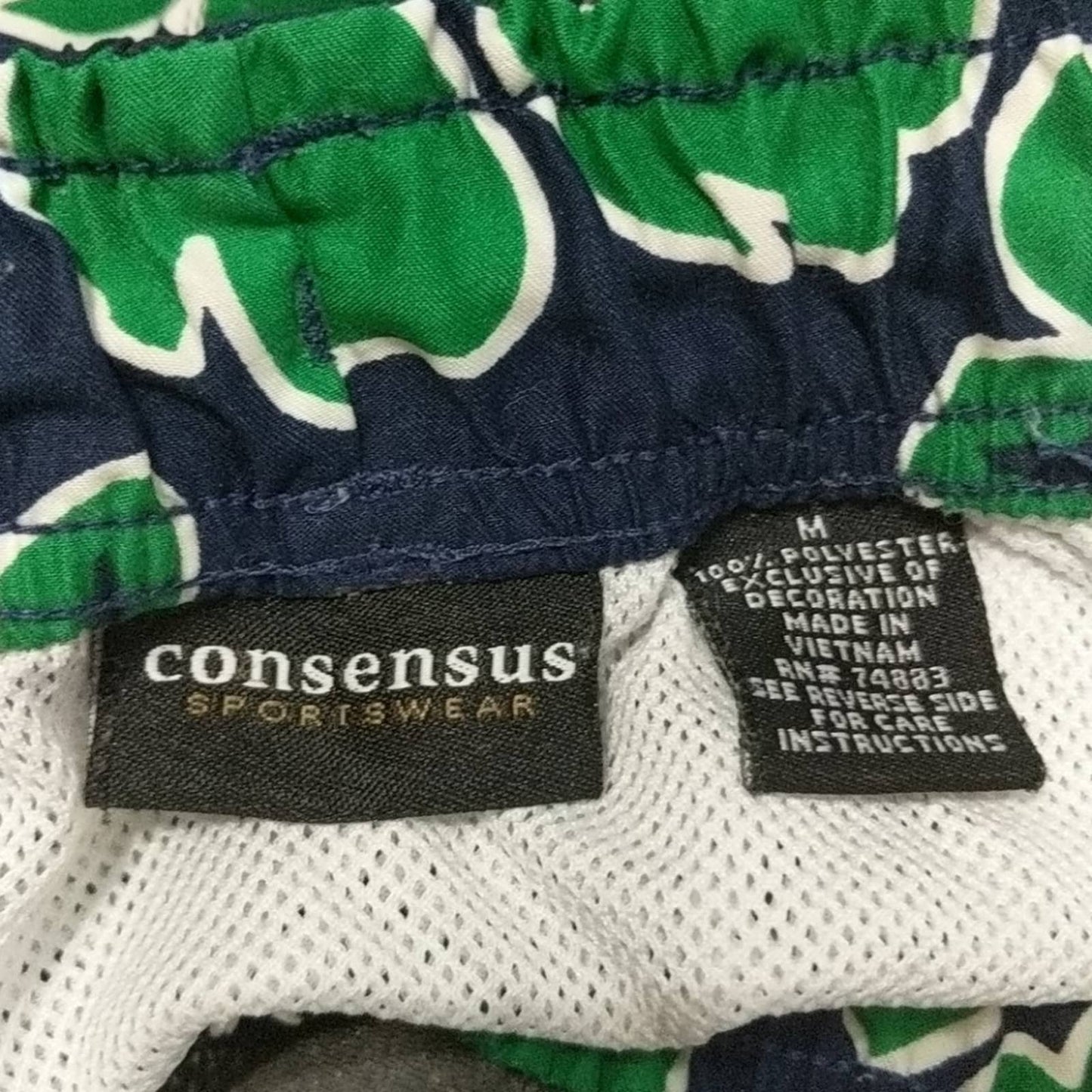 CONSENSUS Navy Blue Floral Swim Trunks Medium