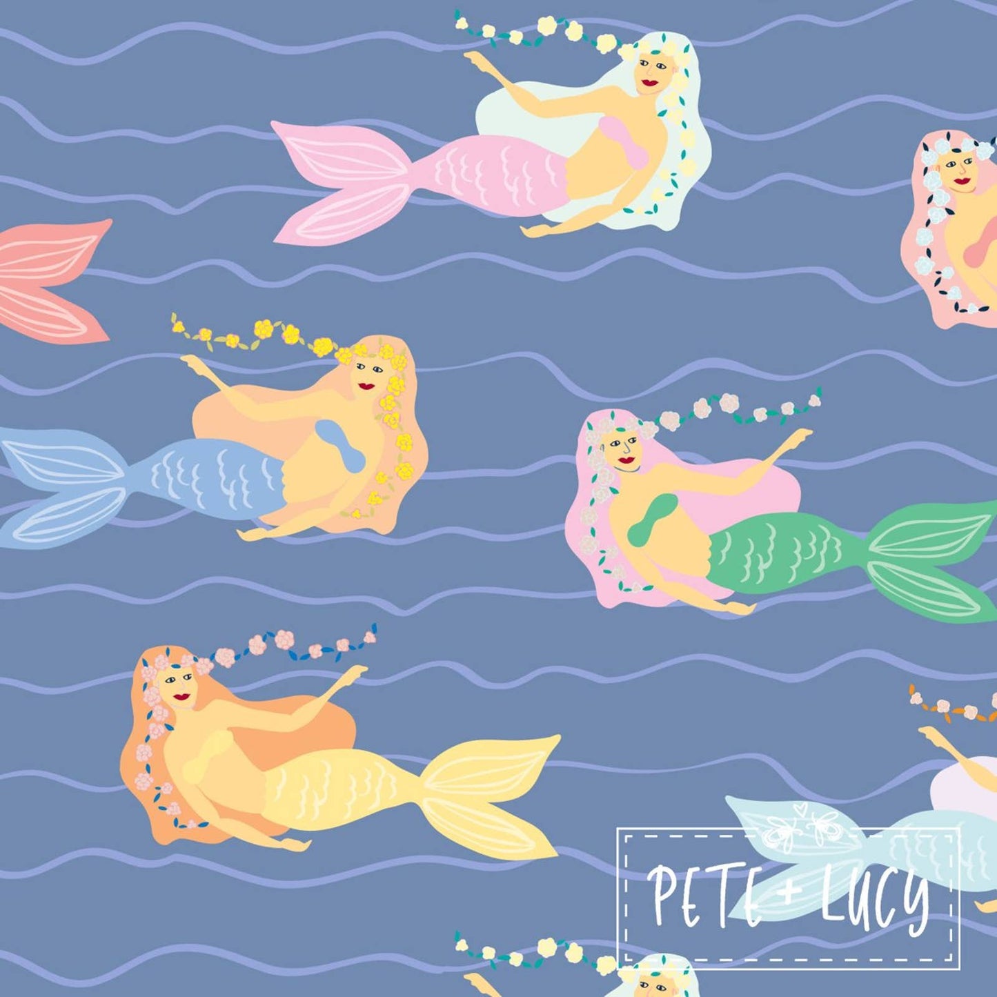 PETE + LUCY Mermaid and Shells Long Sleeve Ruffle Bib Dress