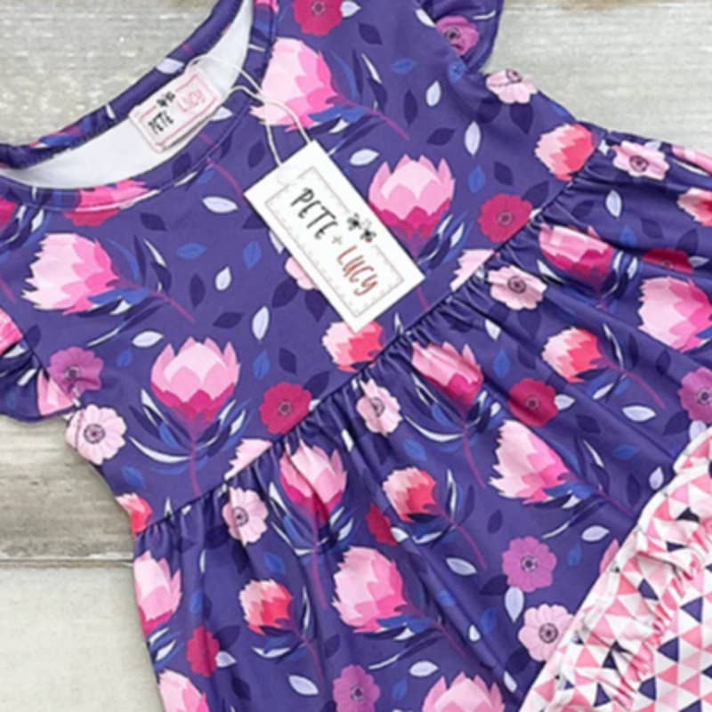 PETE + LUCY Purple Protea 2 Piece Short Set