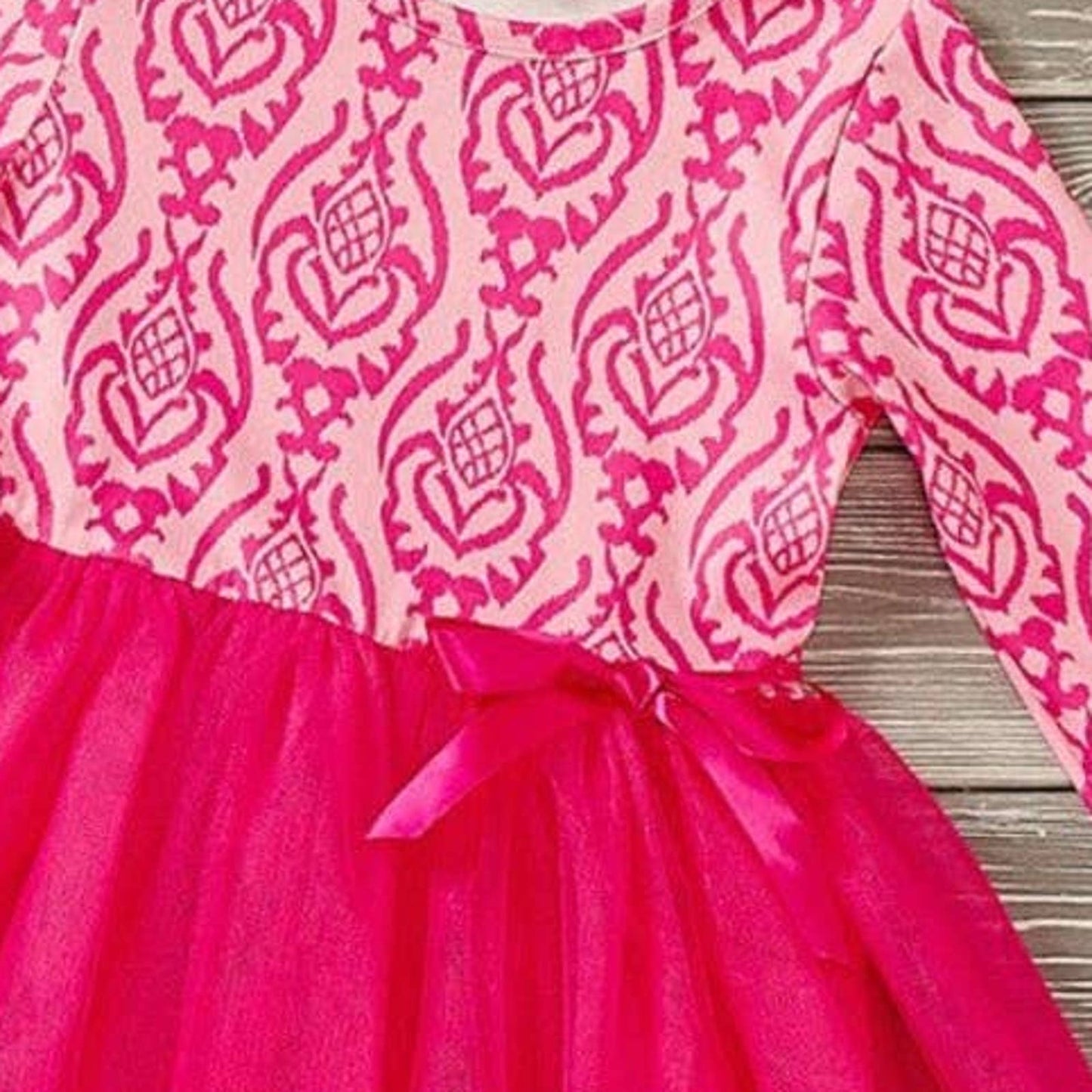PETE + LUCY Pink Moroccan Long Sleeve Tulle Dress
