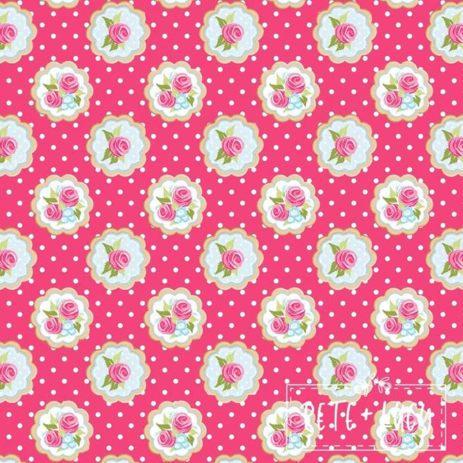 PETE + LUCY Shabby Roses Pink Floral Polka Dot Dress with Pockets
