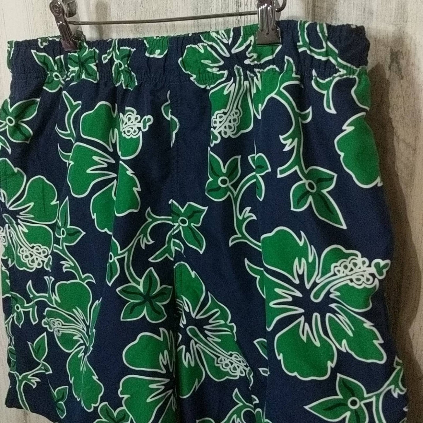CONSENSUS Navy Blue Floral Swim Trunks Medium