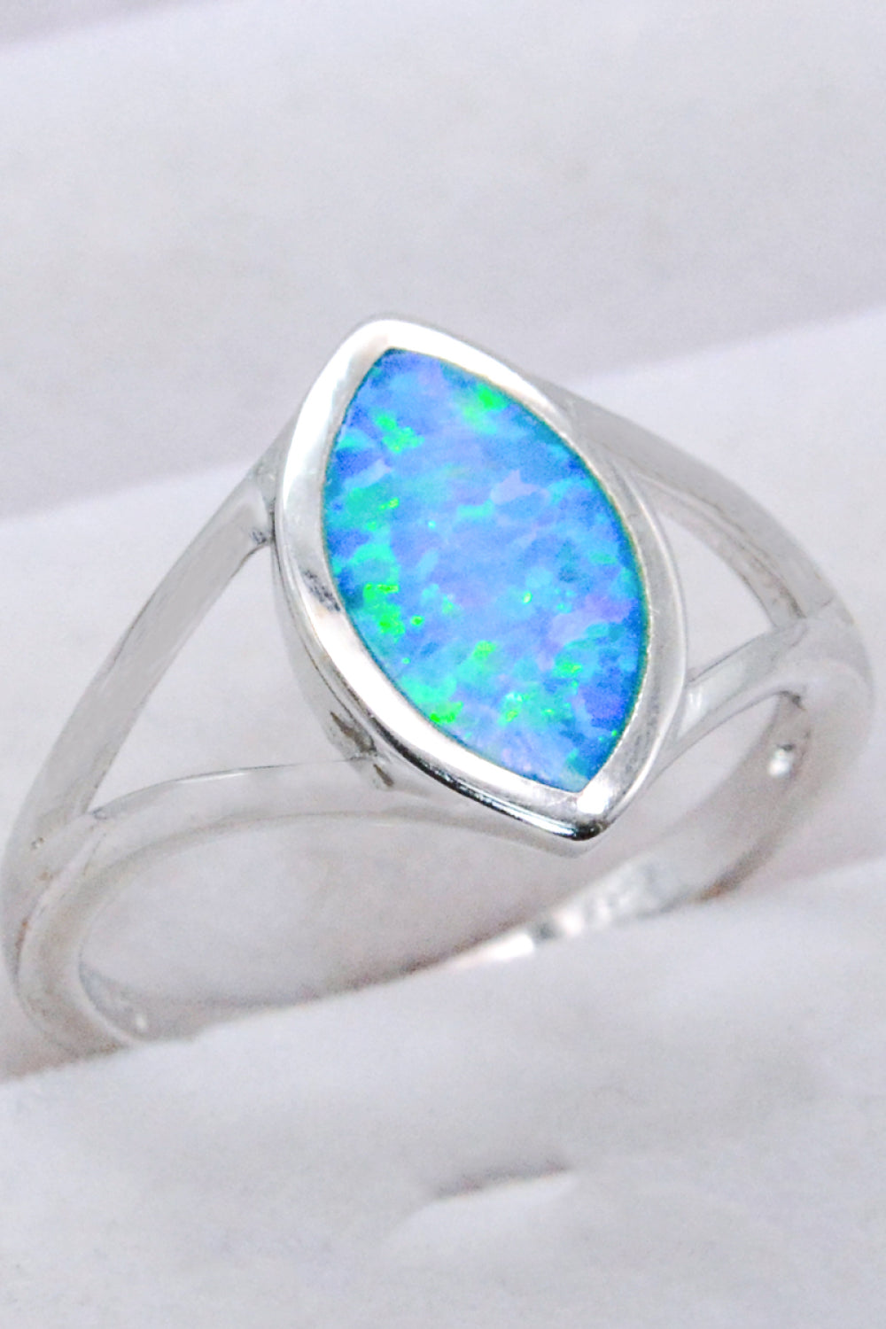 Australian Opal Sterling Silver Split Shank Ring