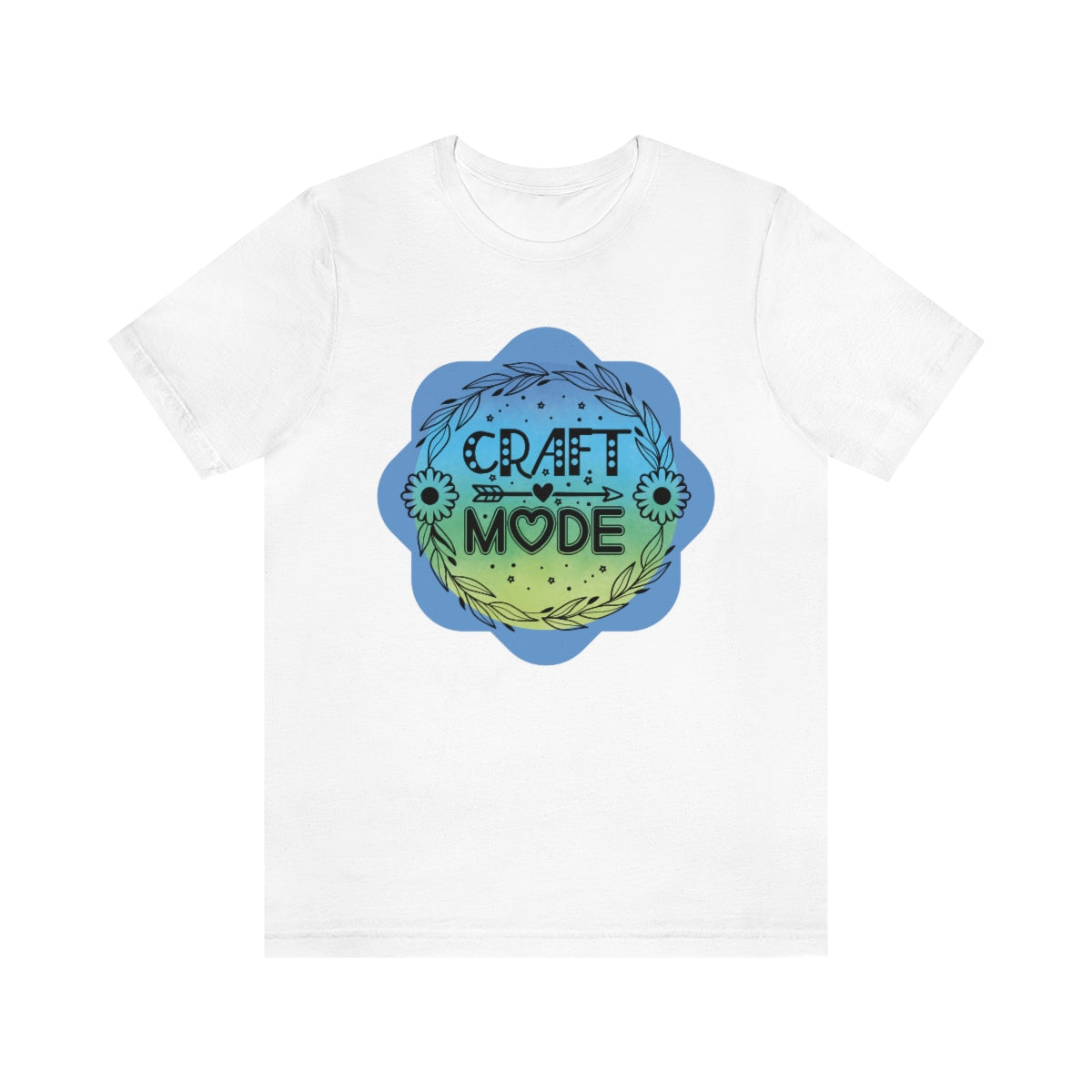 Craft Mode Blue Doodle Flower Unisex Jersey Short Sleeve Tee S-3XL