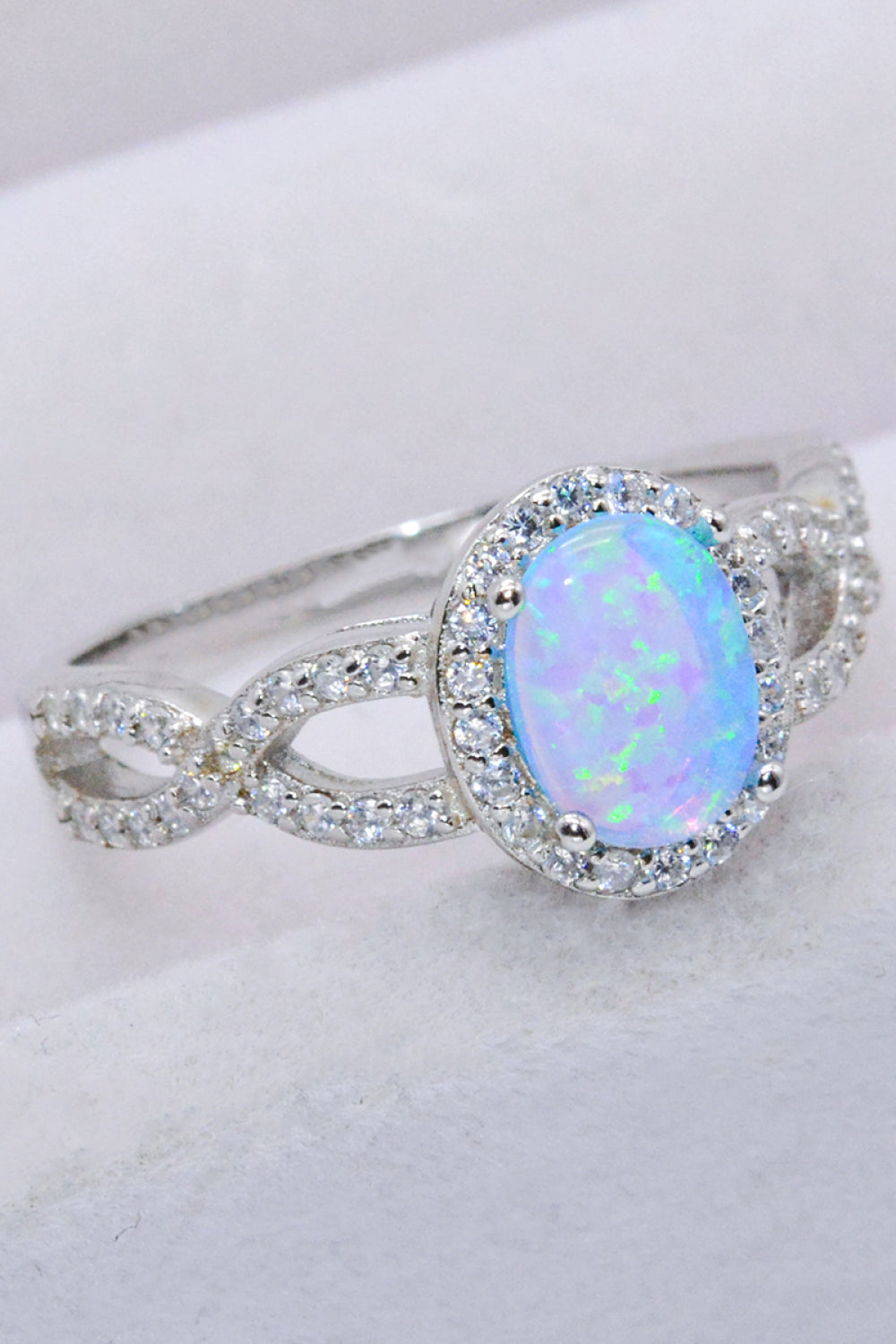 Australian Opal Sterling Silver Halo Ring