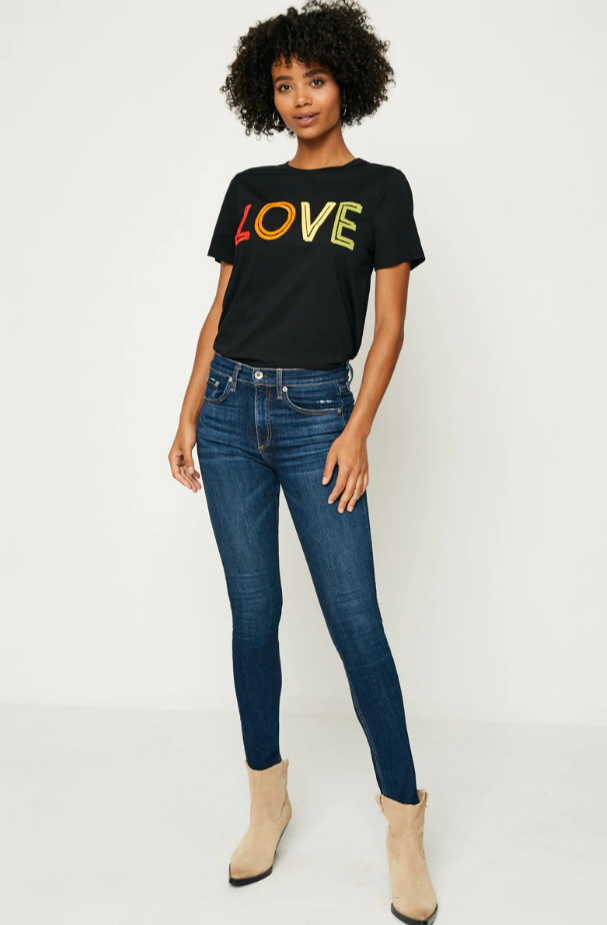 Tara Misses Black Fuzzy Love T-Shirt S-L