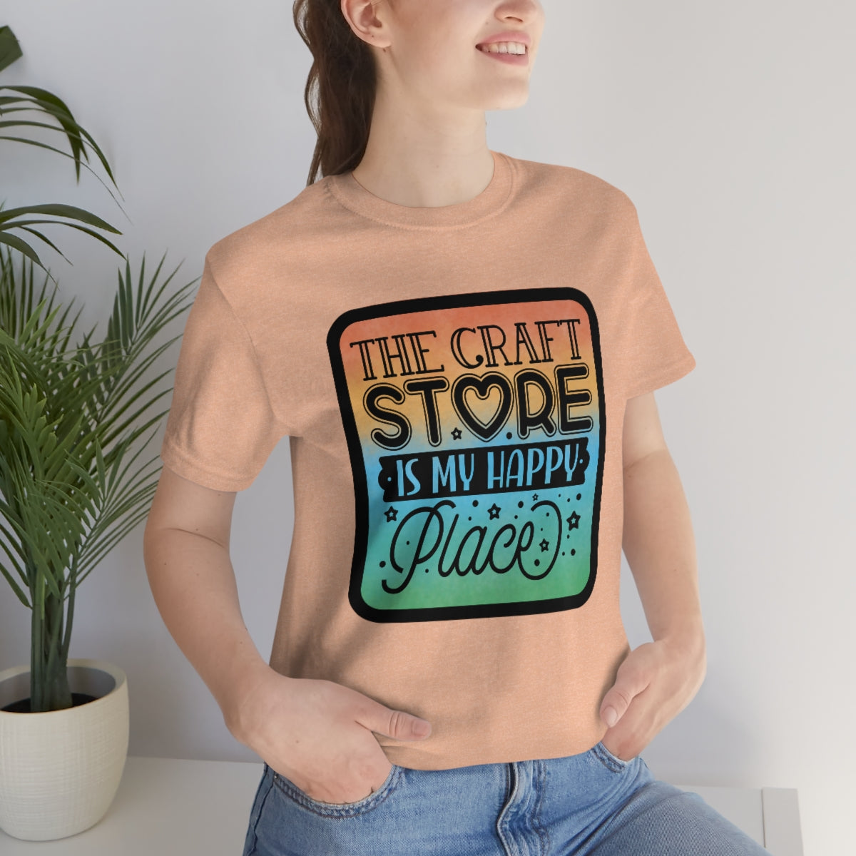 The Craft Store is My Happy Place Ombre Unisex Jersey Short Sleeve Tee S-3xl