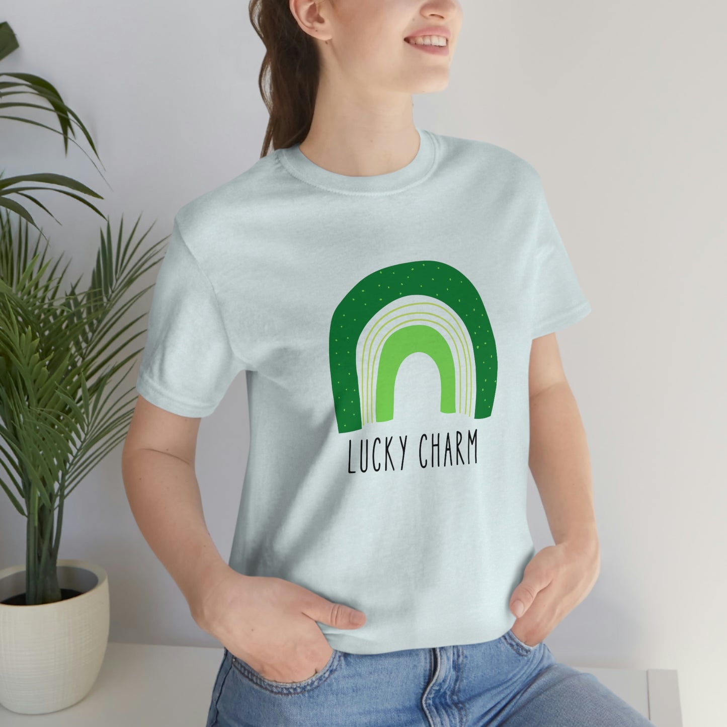 Lucky Charm Green Boho Rainbow St. Patrick's Day Unisex Jersey Short Sleeve Tee Small-3XL