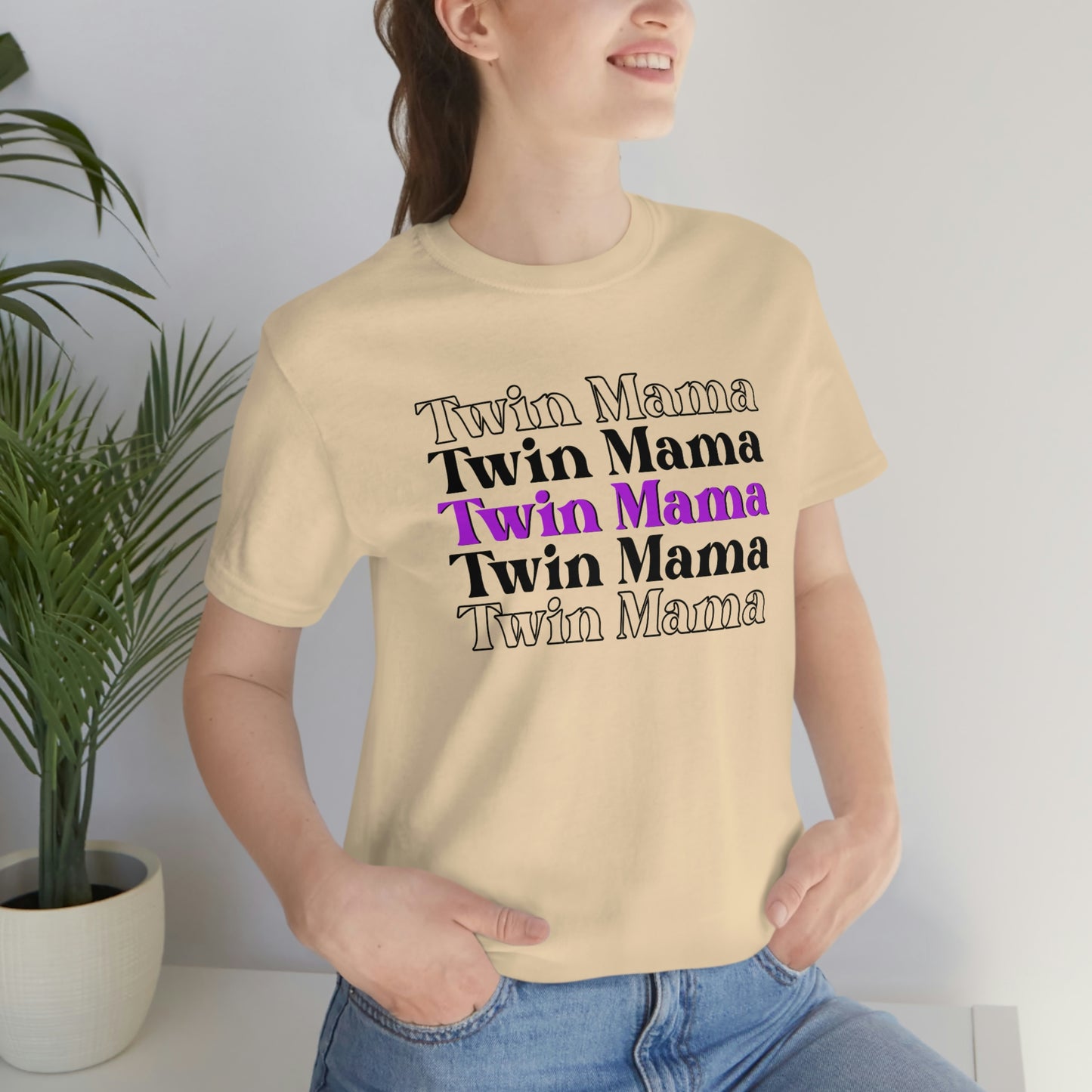 Twin Mama Purple Retro Style Unisex Jersey Short Sleeve Tee Small-3XL