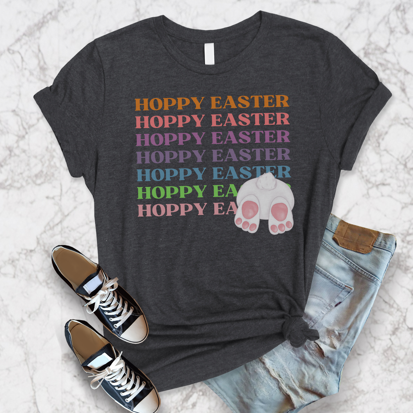 Hoppy Easter Bunny Rabbit Cotton Tail Unisex Jersey Short Sleeve Tee Small-3XL Happy Easter