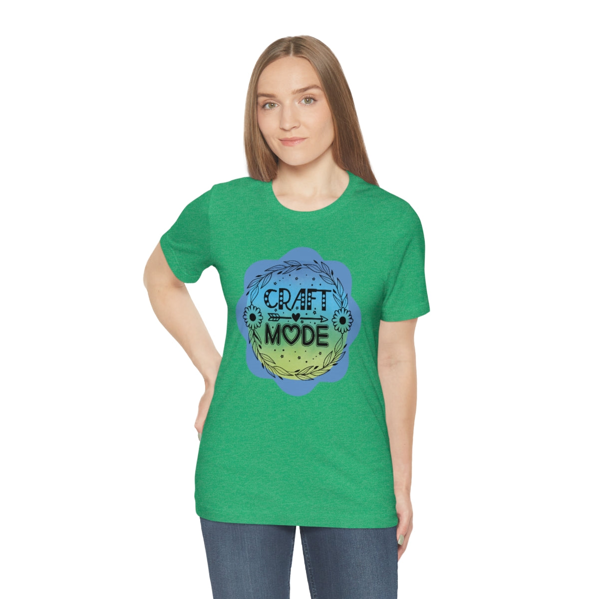Craft Mode Blue Doodle Flower Unisex Jersey Short Sleeve Tee S-3XL