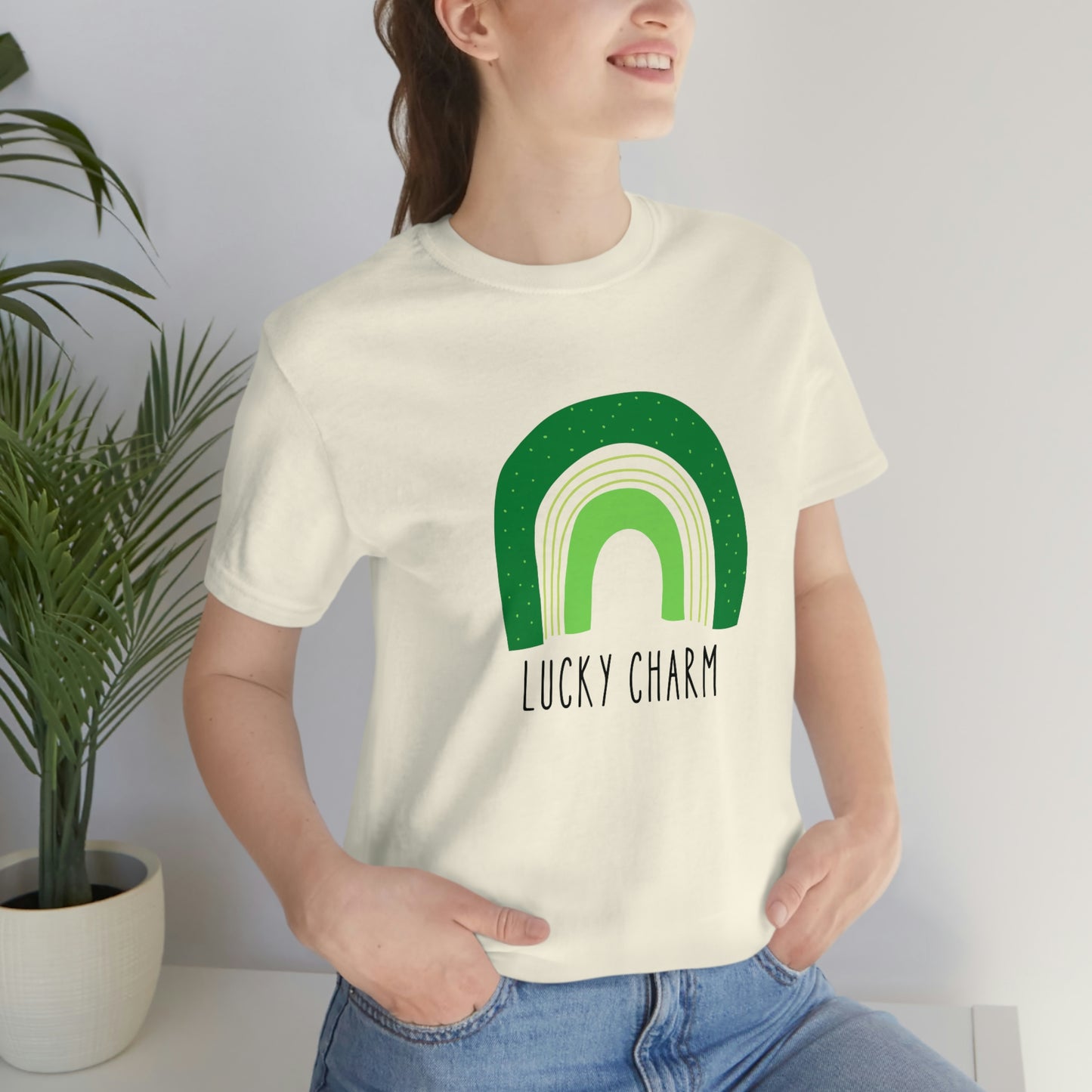 Lucky Charm Green Boho Rainbow St. Patrick's Day Unisex Jersey Short Sleeve Tee Small-3XL