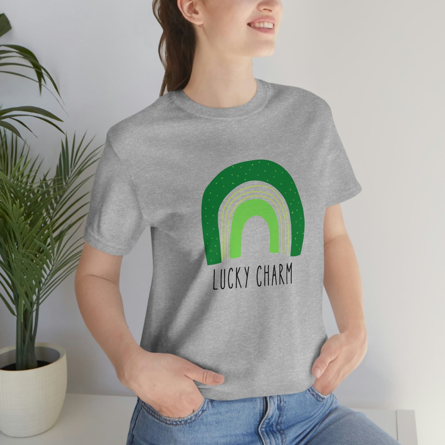Lucky Charm Green Boho Rainbow St. Patrick's Day Unisex Jersey Short Sleeve Tee Small-3XL