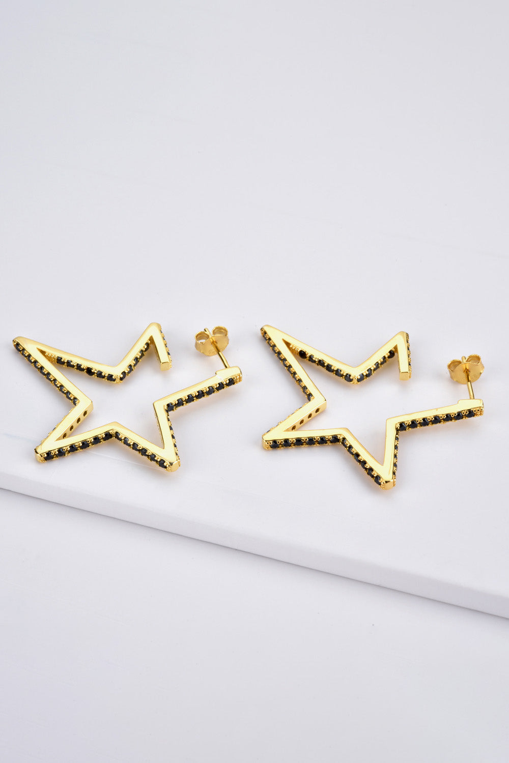 Star Gold Plated Zircon Earrings