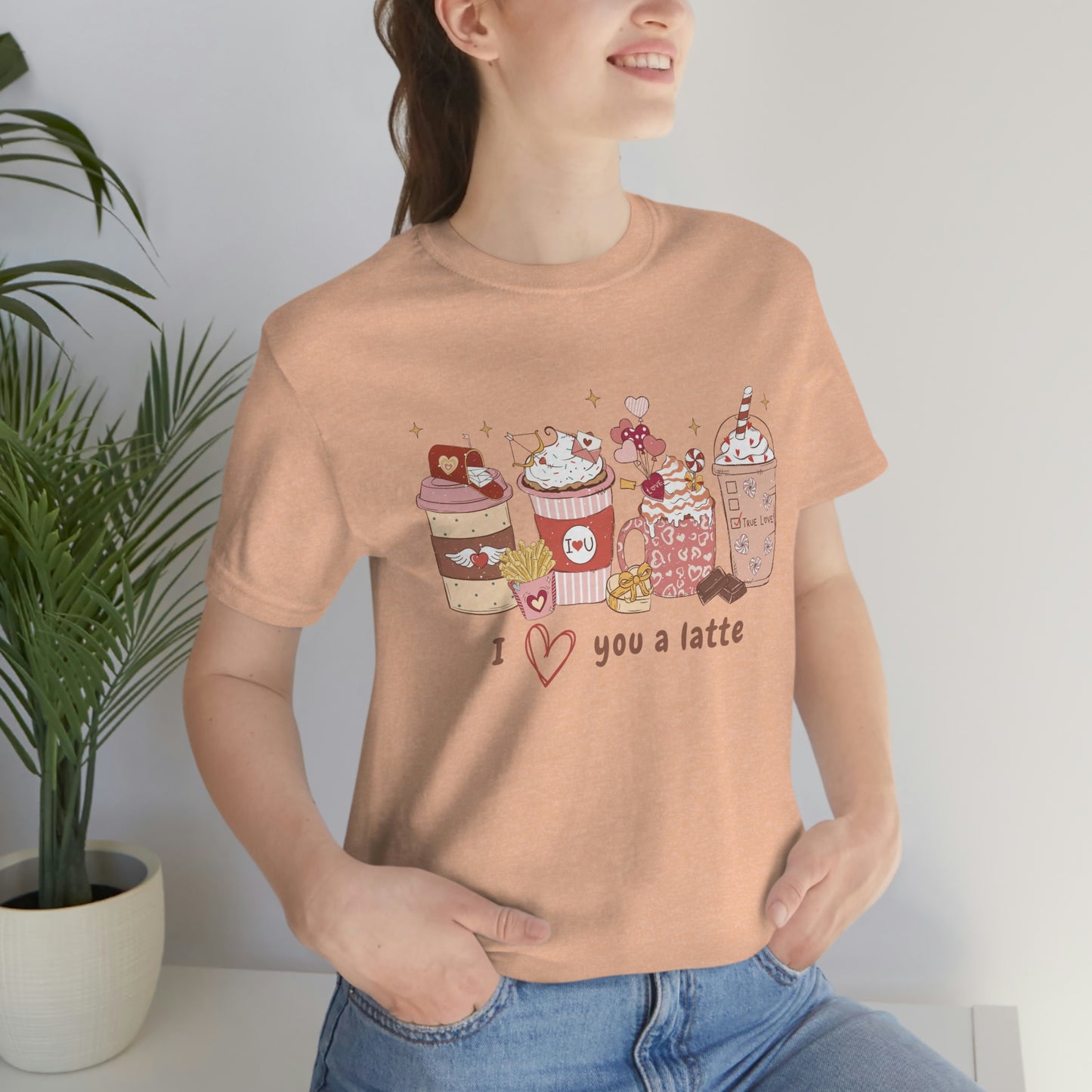 I (heart) Love You a Latte Be Mine Valentine Jersey Short Sleeve Tee Small-3XL