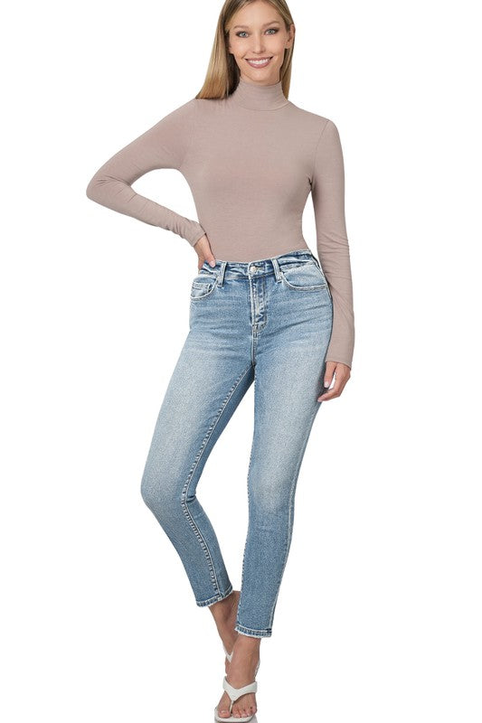 Zenana High Rise Skinny Ankle Length Denim Pants Jeans Light Rinse