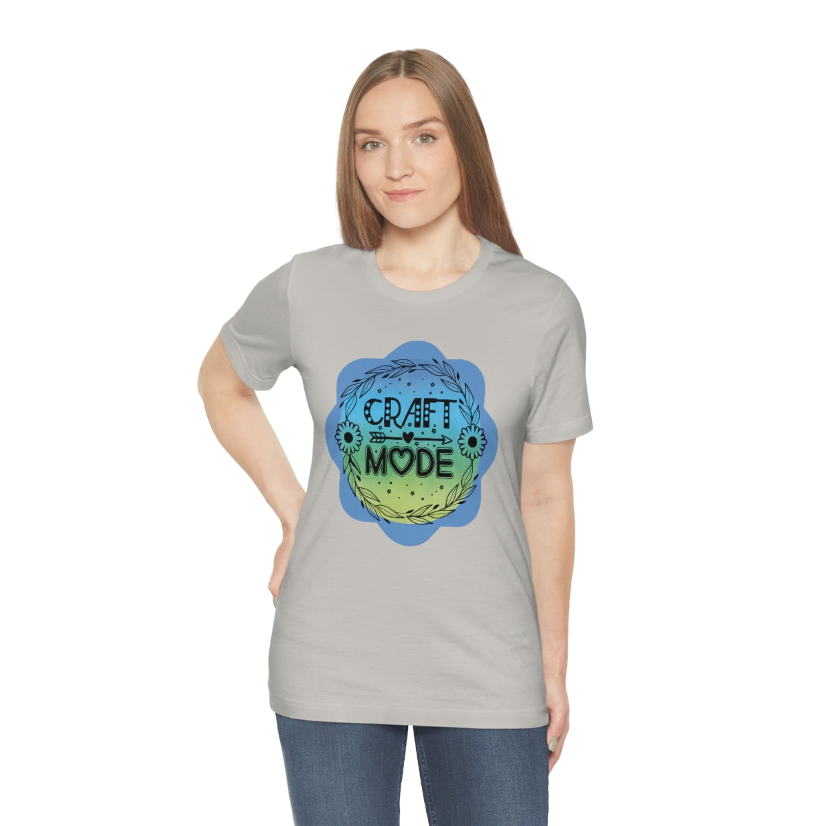 Craft Mode Blue Doodle Flower Unisex Jersey Short Sleeve Tee S-3XL