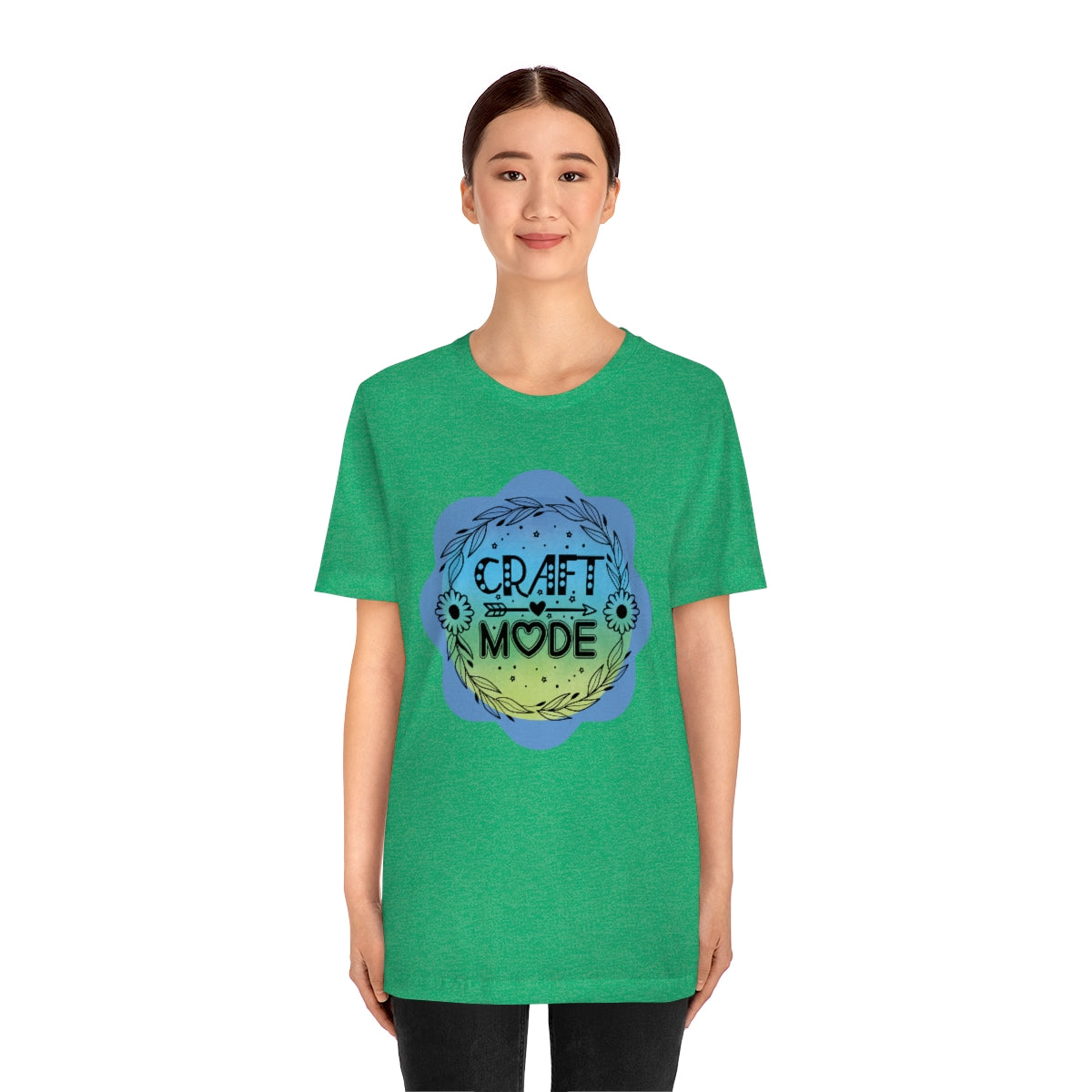 Craft Mode Blue Doodle Flower Unisex Jersey Short Sleeve Tee S-3XL